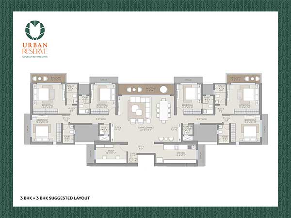 3+3 BHK jodi suggested layout, units 1 and 2